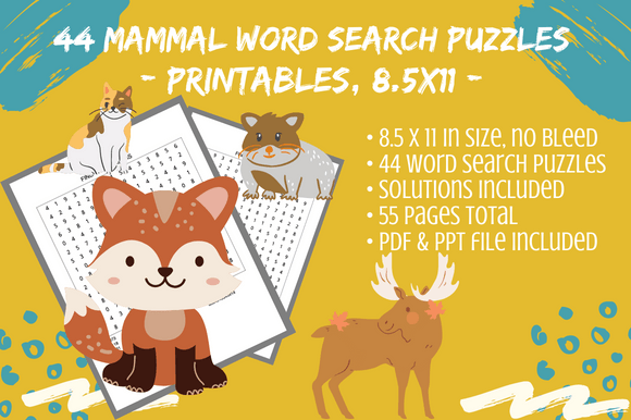 A Comprehensive Mammal Word Search Collection for Creative Projects