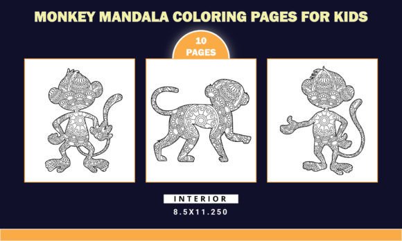 Monkey Mandala Coloring Pages for Adults and Kids