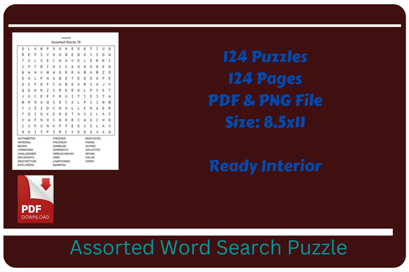 Unlock Creativity with the KDP 124 Assorted Word Search Interior